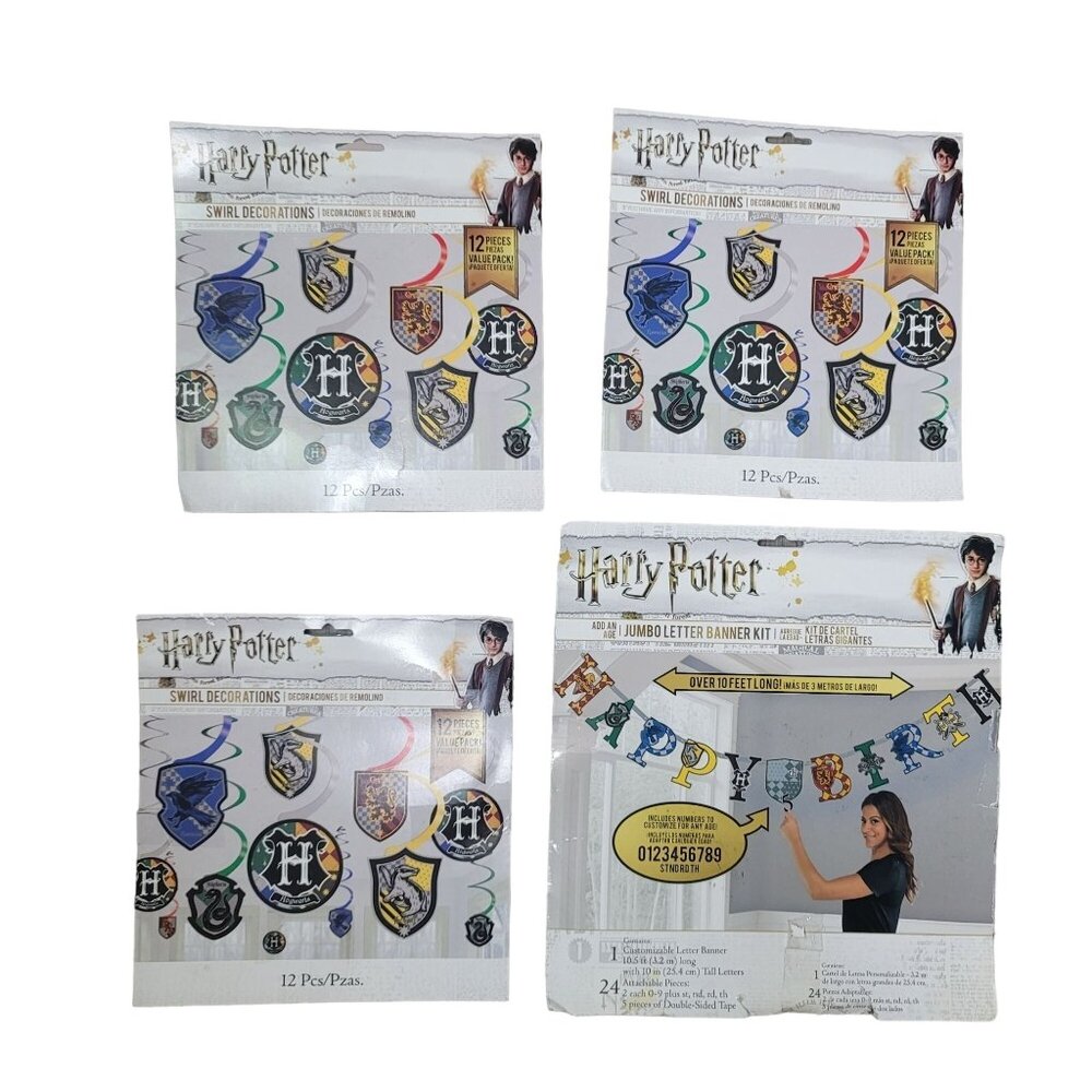Harry Potter Party Decoration Kit - 24 Banner with 12 Swirl Hanging Decorations